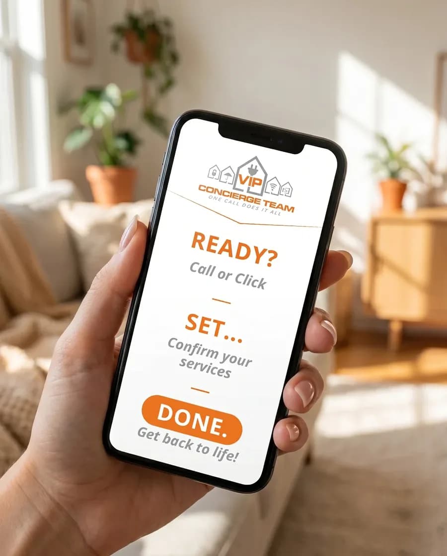 Phone showing a branded VIP Concierge confirmation screen